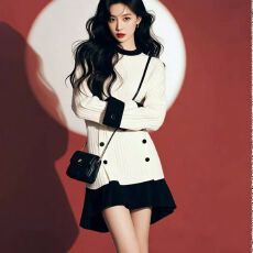 批发秋季新款黑白撞色针织<b class='q'>连衣裙</b>高端贵气感千金穿搭气质内搭裙子