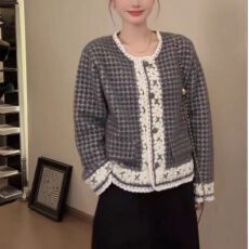 批发小香风外套女短款秋冬时尚新款韩国东大门设计感<b class='q'>蕾丝</b>拼接气质上衣
