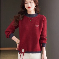 批发秋冬<b class='q'>大码</b>半高领红色本命年毛衣女2025新款内搭针织打底羊毛衫
