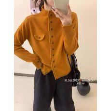 批发2025秋季新款时尚立领纯色长袖针织开衫女韩系显瘦羊毛毛衣