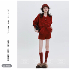 批发颖子定制珍妮童话冬季氛围感蝴蝶结钉珠毛衣女时尚宽松毛衣