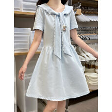 批发实拍系带海军领学院风连衣<b class='q'>裙</b>初夏独特漂亮荷叶边小<b class='q'>裙</b>子