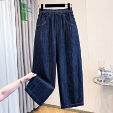 批发实拍春季新款高腰弹力宽松<b class='q'>大码</b>哈伦牛仔女裤胖MM显瘦遮胯老爹裤女