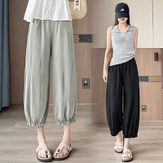 批发2026夏新款高腰花边灯笼裤宽松休闲九分花苞裤腿裤子显瘦梨型女