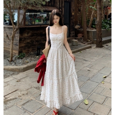 实拍  大码胖mm彩色多巴胺圆点吊带裙遮肉连衣裙长袖开衫两件套