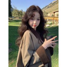 批发卡其色撞色拼接风衣外套女春<b class='q'>秋</b>2025新款英伦风时尚休闲chic大衣潮