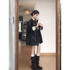 批发高级感黑色皮衣外套女2025新款超火皮夹克酷飒风正流行美式小个子