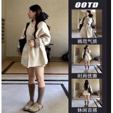 批发2025春秋<b class='q'>中长款</b>温柔英伦<b class='q'>风衣</b>女赫本风小个子慵懒风外套百搭款上衣