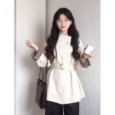 批发白色立领短款<b class='q'>风衣</b>外套女2025春秋季新品爆款小个子韩系高级感上衣