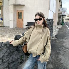 批发双排扣新款百搭<b class='q'>通勤</b>韩版女生外套卡其色超好看流行款风衣短款夹克