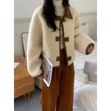 批发双面穿高级感羊羔绒<b class='q'>外套</b>百搭款加厚宽松版型上衣翻领休闲轻熟<b class='q'>女装</b>