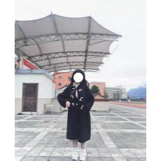 批发黑色毛呢子中长款通勤韩系秋冬款加厚保暖大衣时髦百搭超好看女装