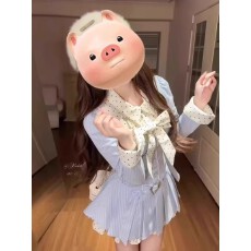 批发甜美学院风韩系<b class='q'>衬衫</b>连衣裙女设计感长袖蝴蝶结撞色显瘦连衣裙