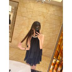 2026夏季新款甜美套装法式气质珍珠无袖上衣高腰显瘦半身裙两件套