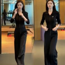 批发2026新款休闲时尚套装女<b class='q'>春</b>显瘦开衫外套高腰阔腿裤两件套#936