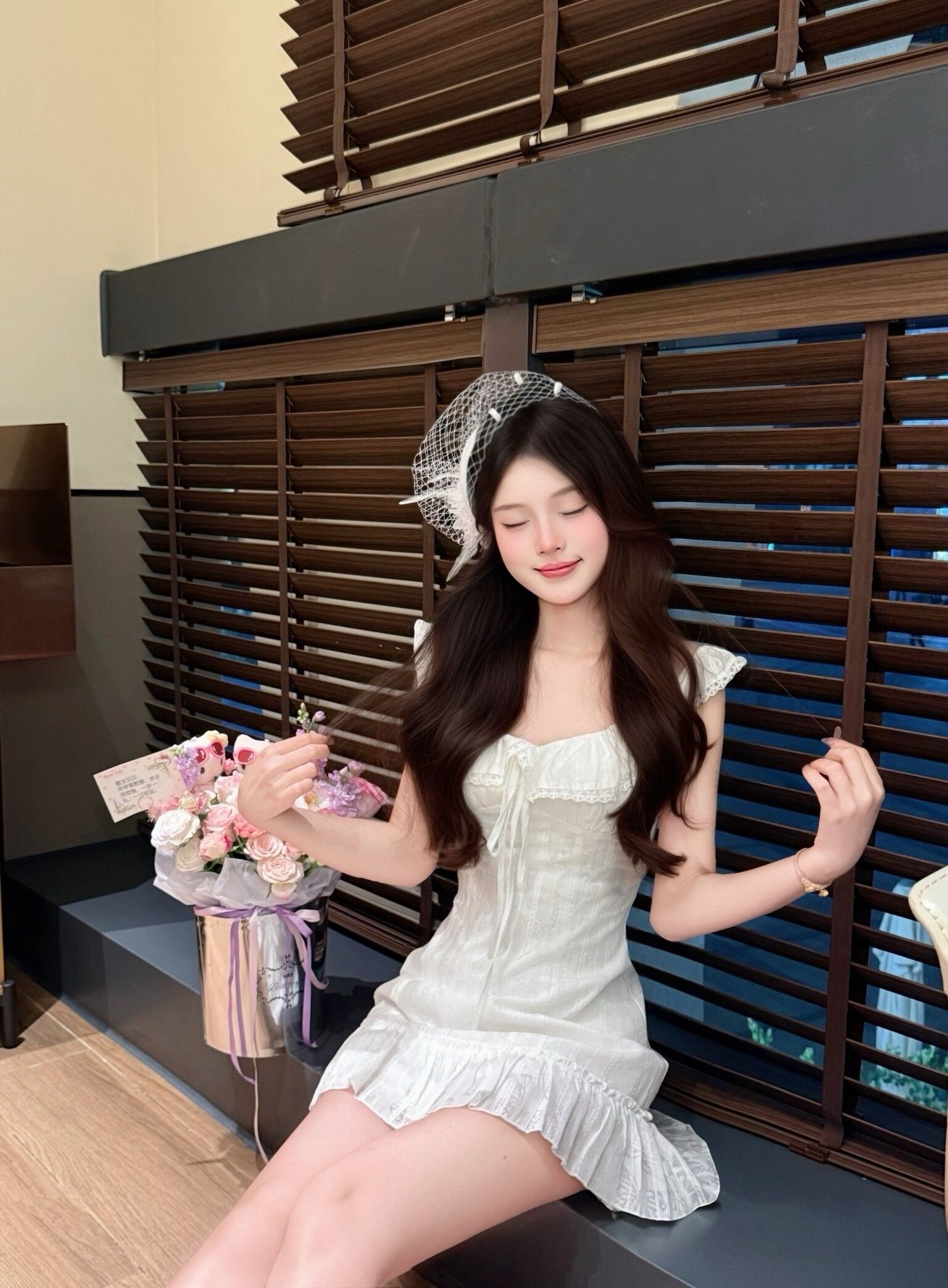 2026 여성 여름 새로운 프릴 작은 날다 소매 허리 수축 슬림해 보이는 섹션 치마 프랑스식 첫사랑 센스 화이트 드레스