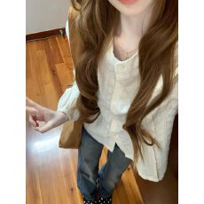 批发早秋法式假日风提花刺绣长袖<b class='q'>衬衫</b>女宽松温柔风百搭小个子<b class='q'>衬衣</b>上衣