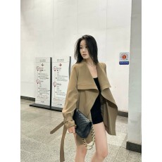 批发韩系英伦风大翻领风衣外套女2026秋季绑带收腰显瘦气质百搭上衣潮