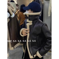 批发冬季羊羔毛PU皮短<b class='q'>外套</b>女气质韩版bf加厚保暖潮牌炸街棉服