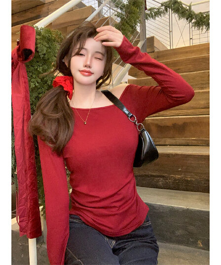 와 사고 방식 270g 2025 봄 비스듬한 어깨 개성 순수한 욕망 섹시함 핫걸 만나는 맨위