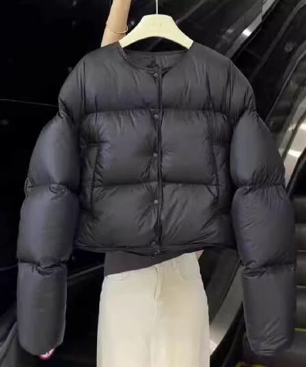 한국어 면 의류 여성 가을 겨울철 2026 년 패션 새로운 한국 스타일 루즈핏 두꺼운 작은 키 라운드 넥 패딩 재킷
