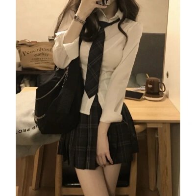 화이트 거품 소매 긴팔 jk 여성 셔츠 봄 가을 인사이드 가져 가라. 만나는 셔츠 불규칙 허리 수축 몸매 가꾸기 쇼트 스타일 맨위