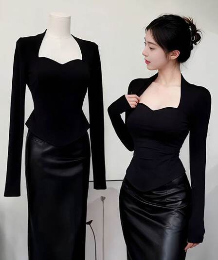 무거운 봄 가을 섹시함 3 차원 몸 튜브탑 긴팔 티셔츠 여성 몸매 가꾸기 슬림해 보이는 인사이드 잡아라. 의류