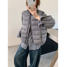 批发轻薄奶fu短款羽绒服<b class='q'>女</b>小个子立领<b class='q'>背心</b>冬季棉衣韩系排骨马甲面包服