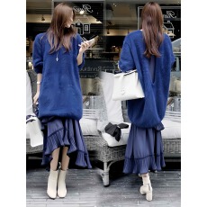 批发<b class='q'>韩国</b>马海毛套头露背针织毛衣+优雅飘逸层次吊带连衣裙两件套裙秋