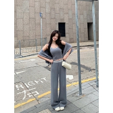 批发学院风辣妹炸街运动三件套早春新款针织开衫+背心+阔腿裤<b class='q'>三件</b>套<b class='q'>女</b>