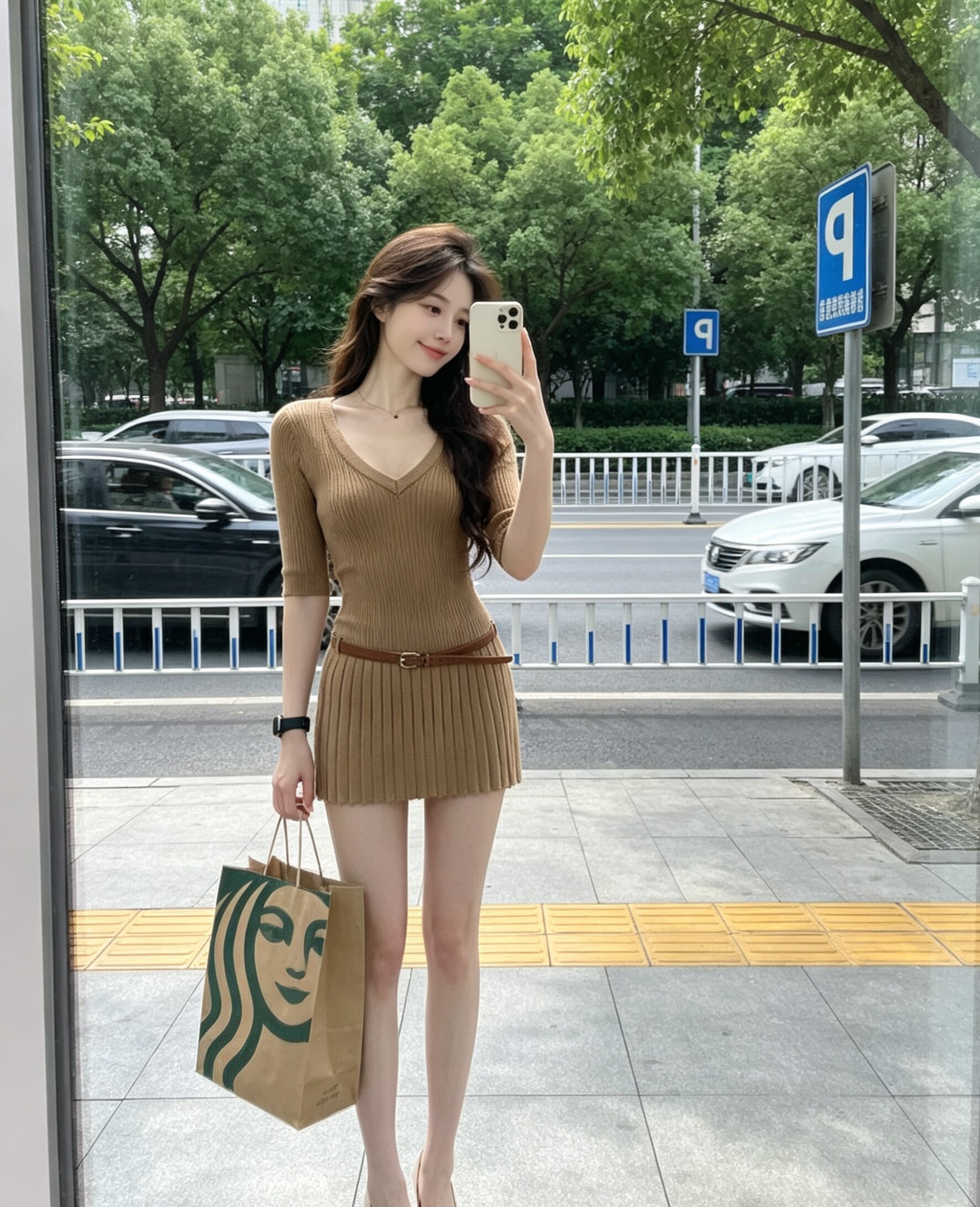 V넥 구덩이 기사 니트 여성 드레스 여름 몸매 가꾸기 슬림해 보이는 허리 수축 5 점 소매 핫걸 바람 타이트 스커트 미니 스커트 벨트 보내기