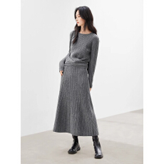 批发法式气质优雅针织套装裙女2026秋季新款扭结设计感毛衣半裙两件套