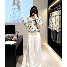 The NeverMore赤雪冬谣复古撞色波点毛衣女多穿套头针织上衣