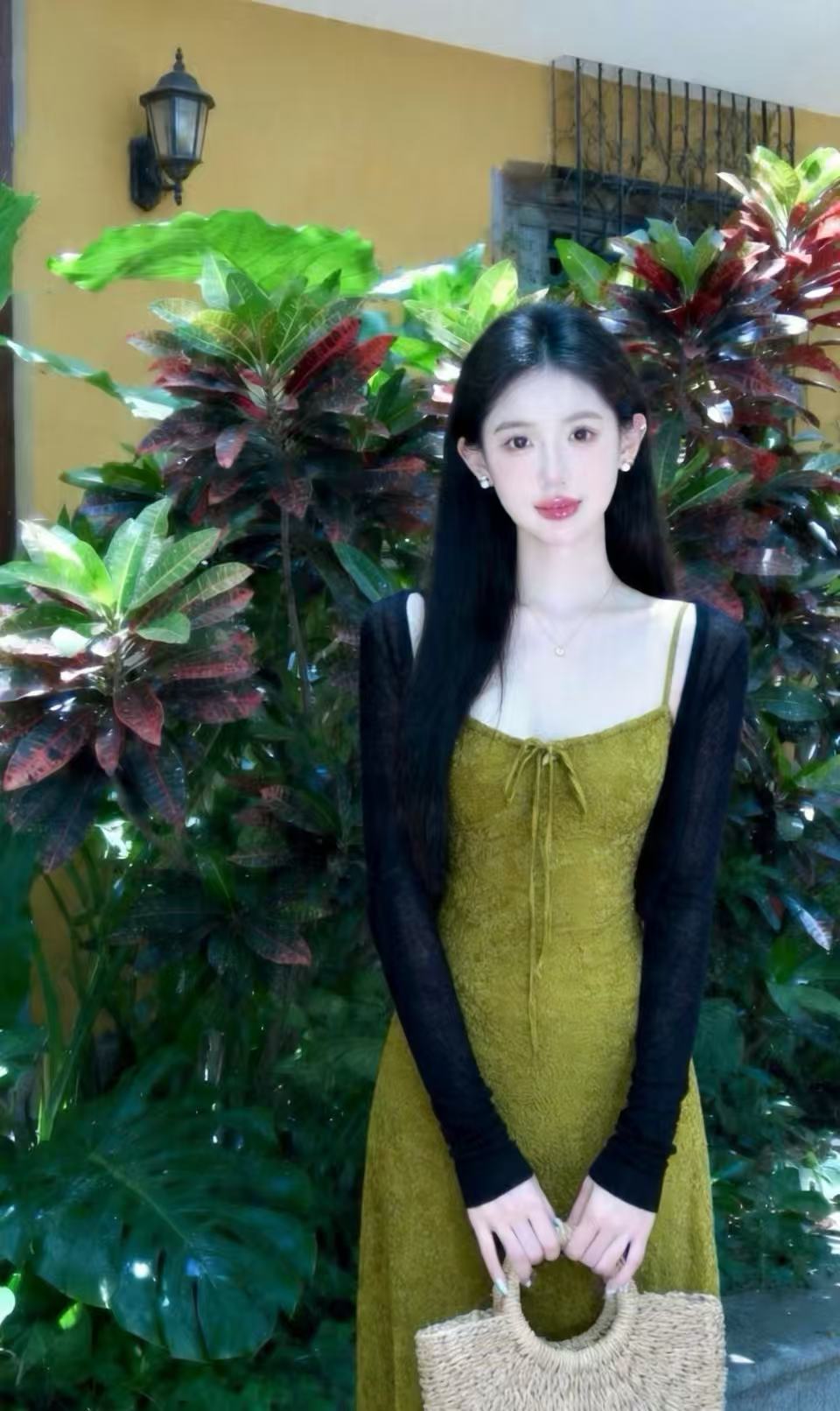tongiiuu 웨이 팬 모니카 레트로 휴가 질감 슬립 여성 드레스 허리 수축 슬림해 보이는 한 마디 미니 스커트