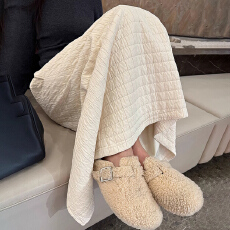 批发实拍 韩系格子夹棉半身裙松紧腰宽松百搭a字裙复古显瘦保暖长裙子