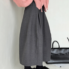 批发实拍 2025新款韩系弯刀毛呢阔腿<b class='q'>七分</b>裤女秋冬高腰宽松显瘦气球裤