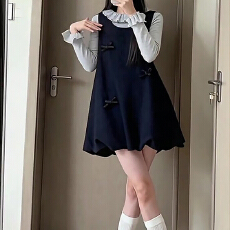 批发实拍韩系穿搭花苞背心连衣<b class='q'>裙</b>冬季2025新款打底衫高级感小个子套装