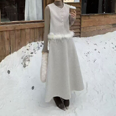 批发实拍 2025冬新款韩系三件套温柔减龄百搭叠穿马甲 <b class='q'>长袖</b>T恤 中长裙