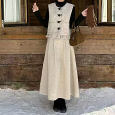 批发实拍 韩系马甲套<b class='q'>装</b>裙冬季2025新款高级感打底衫气质半身裙三件套