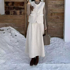 批发实拍 淑女风小香风毛呢马甲三件套<b class='q'>装</b>裙女秋冬轻奢名媛半身裙套<b class='q'>装</b>