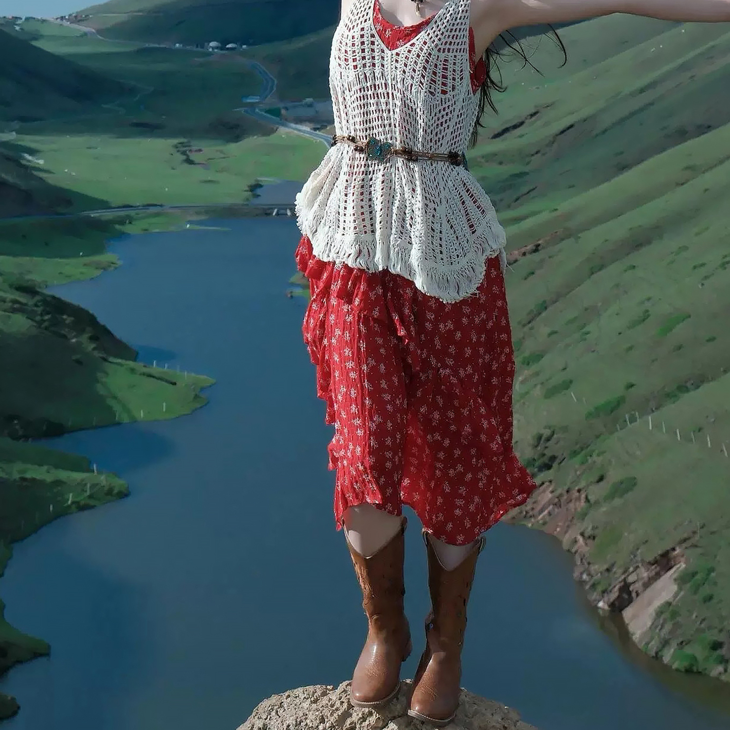 프랑스식 외부 가져 가라. 블라우스 꽃무늬 슬립 치마 세트 여성 보헤미안 휴가 바람 드레스 스택 착용 세 조각 여성 세트