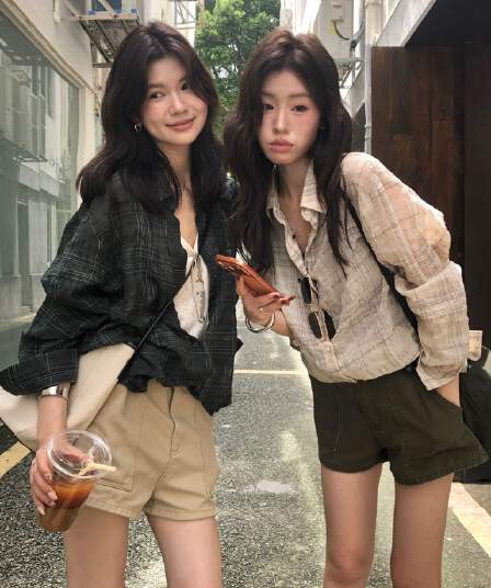 한국 동대문 가을 새로운 한 부서 레트로 느긋한 질감 센스 체크무늬 긴팔 자외선 차단 셔츠 루즈핏 맨위