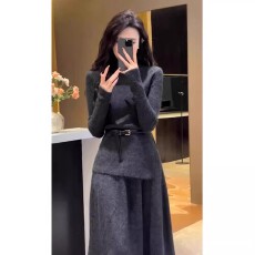 批发欧洲站<b class='q'>秋</b>冬2025新款女装气质名媛裙子高级感套装半身裙针织两件套
