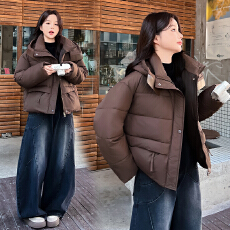 批发大码<b class='q'>女装</b>新款绵服女短款小个子韩版宽松加厚连帽面包服保暖外套