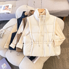 批发实拍羽绒棉马甲背心女新款秋冬季外穿时尚百搭坎肩马夹加厚外套