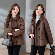 批发2025冬季新款羽绒棉服女短款毛呢拼接加厚棉衣<b class='q'>中老年</b>时尚棉袄外套