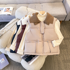 批发<b class='q'>实拍</b>短款棉服马甲新款2025年韩版洋气外穿休闲时尚背心立领秋冬季