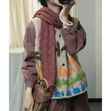 批发2025秋冬新款圆领<b class='q'>背心</b>针织马甲女花朵<b class='q'>图案</b>针织毛衣马甲女