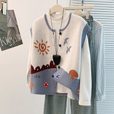 批发洋气减龄提花针织马甲<b class='q'>外套</b>女装2025秋季<b class='q'>新款</b>大码胖mm坎肩背心上衣