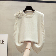 批发圆领针织马甲背心女2025<b class='q'>秋</b>冬新款宽松外穿马夹叠穿外搭毛衣坎肩潮